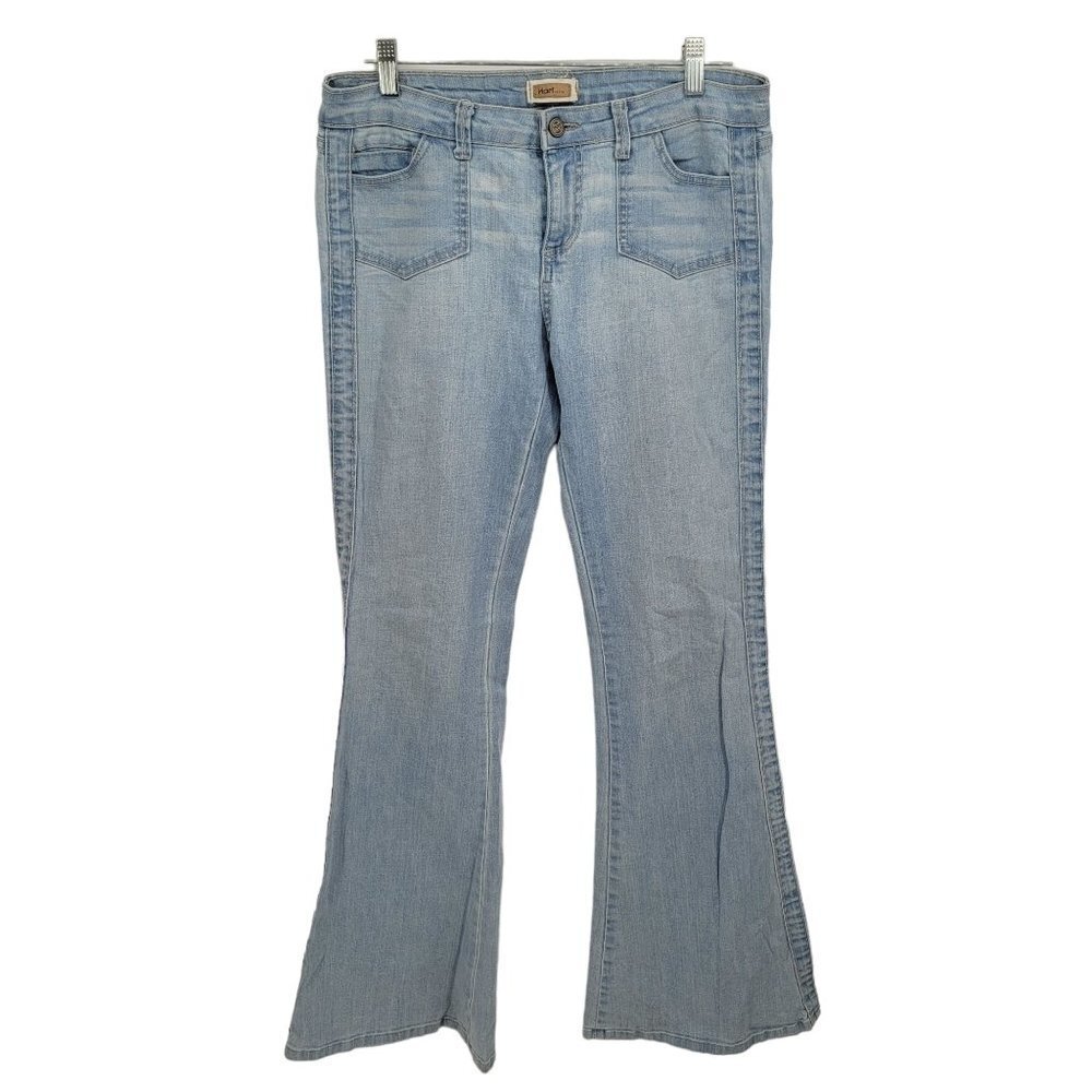 Hart womens 31 faded blue wide leg denim jeans light wash cotton blend 90s
